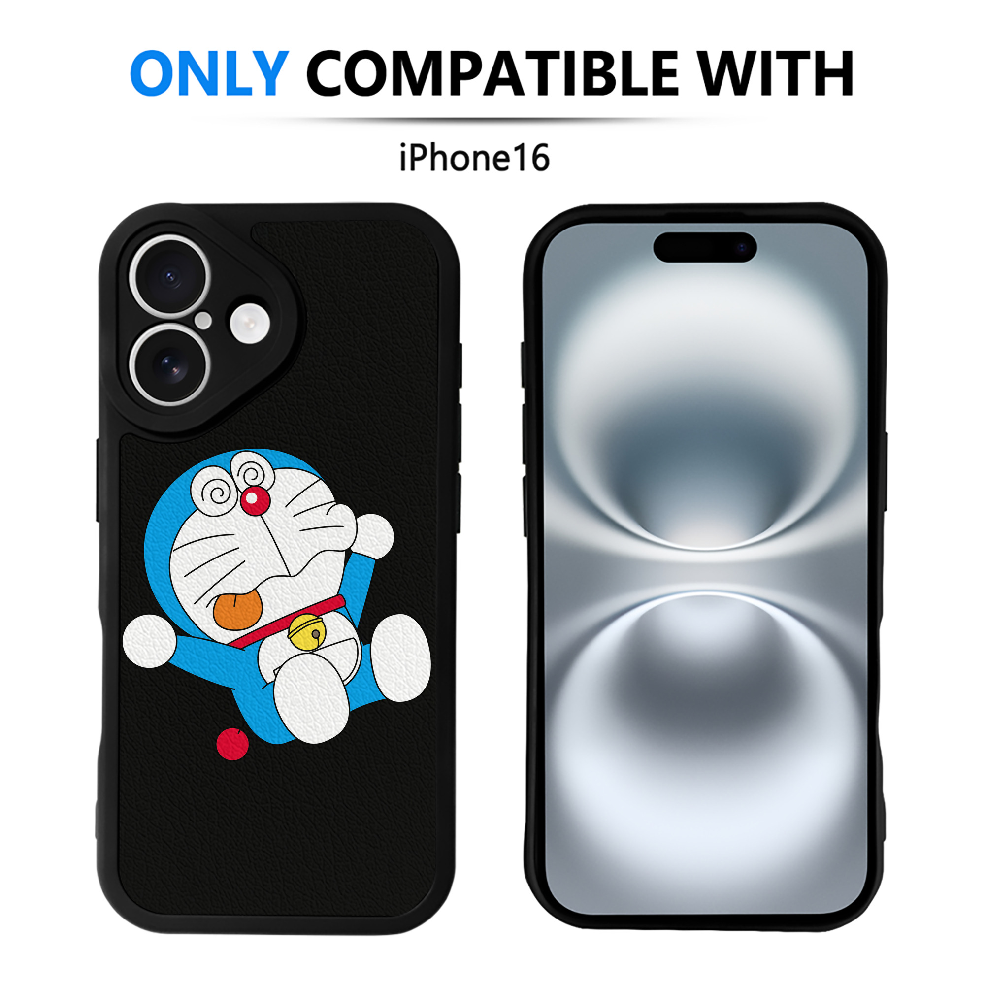 （画像用） ドラえもん Doraemon 【iPhone 16シリーズ対応】シリコンスマホケース（レザー調） 材質：シリコン